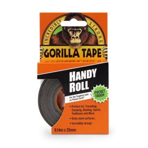 Lepilni trak GORILLA TAPE 25mm x 9m Handy-Roll sodi med najmočnejše lepilne trakove na trgu. Odporen na vodo, UV žarke, vremenske vplive in obrabo. Sestavjen iz dveh slojev lepila in poroznega veziva, zato je zelo primeren tudi za uporabo na hrapavih površinah kot so kamen, les in beton. Področja uporabe: kovine, steklo, lak, porcelan, les, kovine, opeka, kamen, itd.