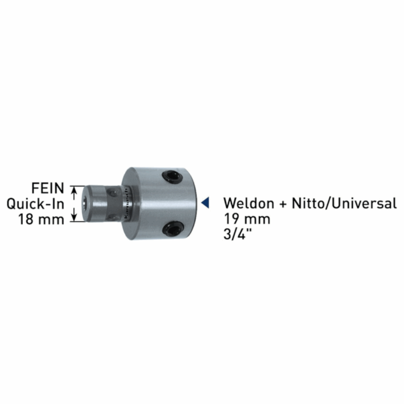 Adapter Fein Quick-In 18mm - Weldon + Nitto/Universal 19mm - izvrtina 6,34mm