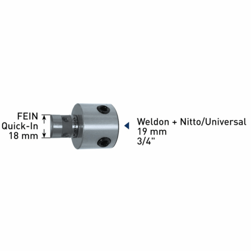 Adapter Fein Quick-In 18mm - Weldon + Nitto/Universal 19mm - izvrtina 7,98mm