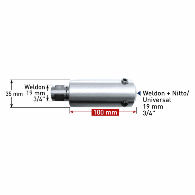 Podajšek 100mm - za Weldon 19mm + Nitto/Universal