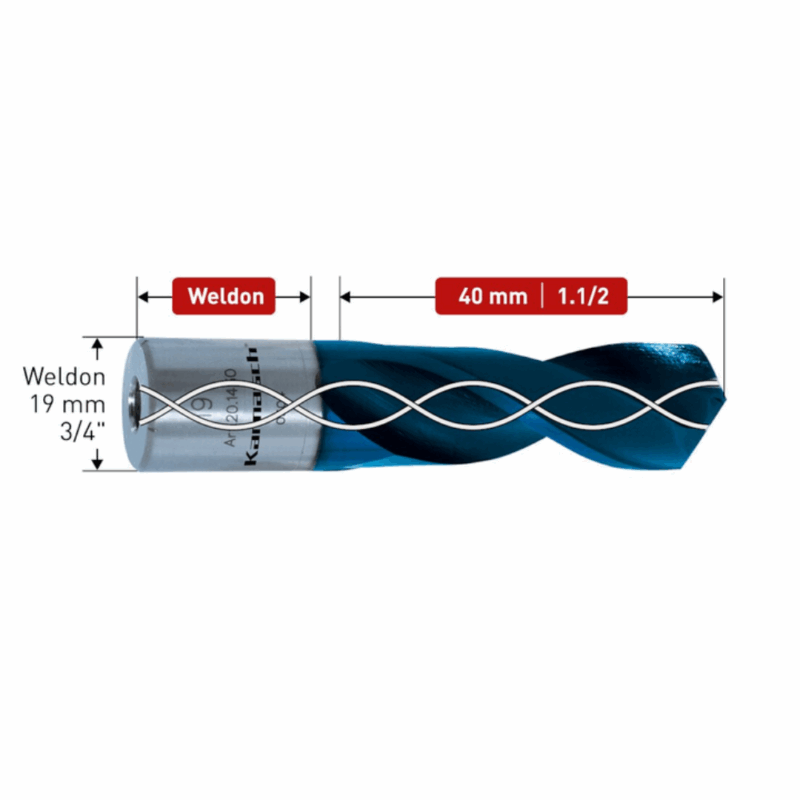 Spiralni sveder KARNASCH ASP + DURABLUE, PRO-LINE & RAIL-LINE – Weldon/Fein Quick-In vpetje – globina reza: 30/40mm