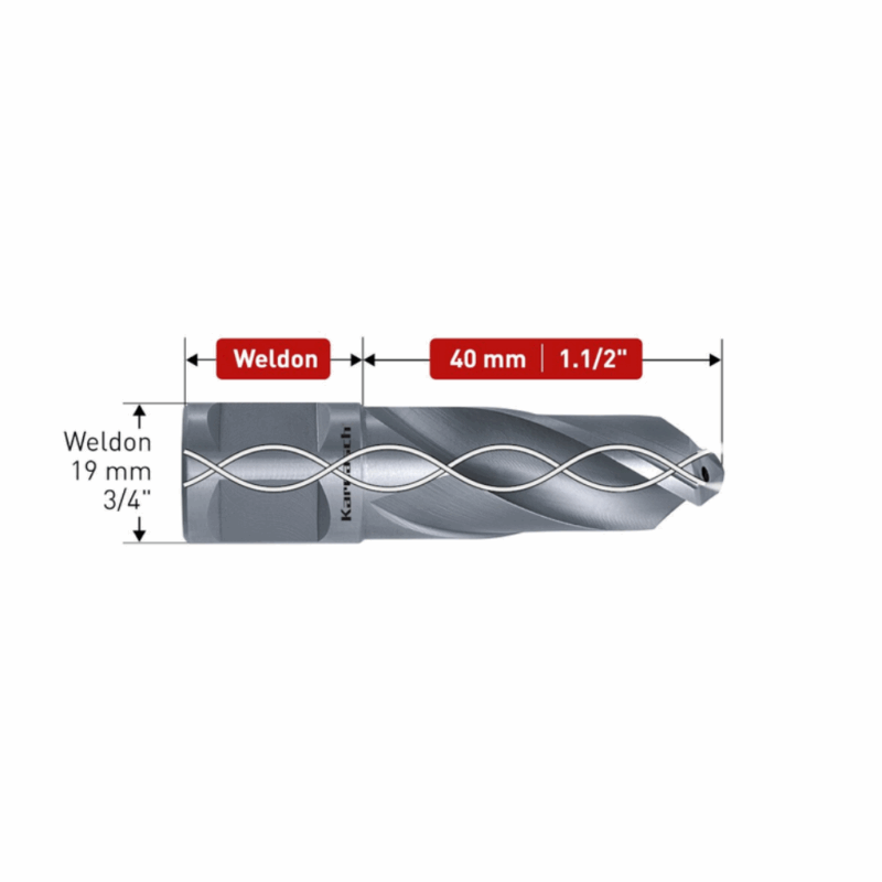 Spiralni sveder KARNASCH HSS-XE, RAIL-LINE30 – Weldon vpetje – globina reza: 30mm - slika 2