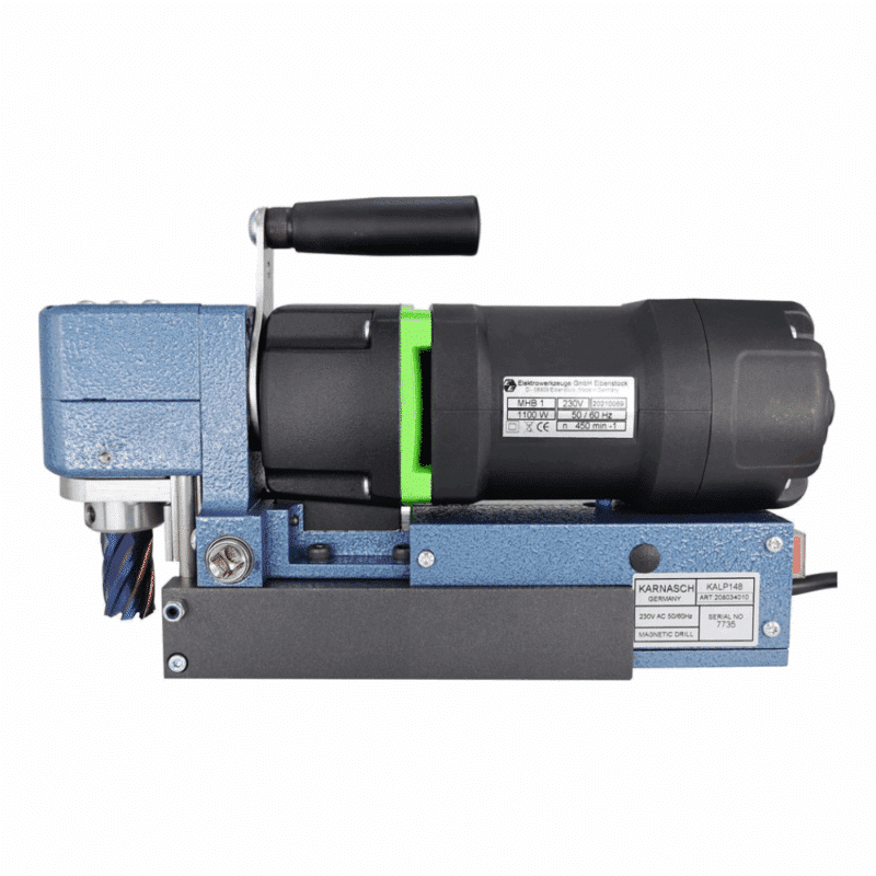 Kotni magnetni vrtalnik KARNASCH - KALP 148 BLUE-MAG - s HEAVY-DUTY vodilom, senzorjem oprijema, in WELDON – 19mm vpetjem.