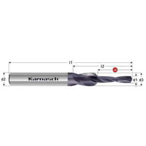 Grezilni sveder Karnasch HSS-XE TITAN-TEC 90°- srednja izvedba – z dolgim rezilom, za skozne luknje po DIN-ISO 273 in utore – 90° po DIN 74. Za vgrezne vijake po ISO 2009, 2010, 7046 / DIN 963, 964, 966. LASTNOSTI: HSS-XE jeklo + TITAN-TEC prevleka Izdelano iz visoko legiranega specialnega HSS-XE jekla, za daljšo življenjsko dobo – v primerjavi z HSS jeklom TITAN-TEC prevleka za dodatno podaljšanje življenjske dobe, tudi pri uporabi z malo ali brez hlajenja PODROČJA UPORABE: Nerjaveča jekla (V2A / V4A) Jekla Litine Barvne in lahke kovine