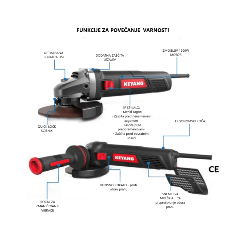 Kotni brusilnik KEYANG DG125-15S Ø125mm – 1500W - slika 2