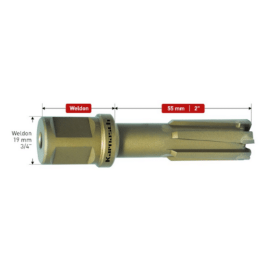 Kronski sveder KARNASCH HARD-LINE RAIL55, s trdokovinskim ozobljenjem, WELDON vpetje – globina reza: 55mm Najkakovostnejši svedri so načeloma obloženi s trdokovinskimi vložki. Ti svedri nudijo optimalno razmerje med ceno in kakovostjo, pri uporabi na vseh materialih.