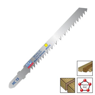 List vbodne žage WILPU HC 13, s konično brušenim, diagonalno naostrenim ozobljenjem, za hitre in čiste reze na vseh vrstah lesa in plastike debeline 8,0 do 40mm.