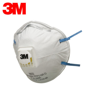 Respirator 3M 8822 FFP2 z izdihovalnim ventilom, za zaščito pred trdnimi in tekočimi delci ter finim prahom.