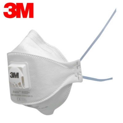 Respirator 3M 9322+ Aura Komfort FFP2 nudi zaščito pred trdimi in tekočimi delci, polutanti in finim prahom. Opremljen z inovativnim 3M Cool-Flow ventilom za optimalen pretok zraka in nizek upor ob vdihu.