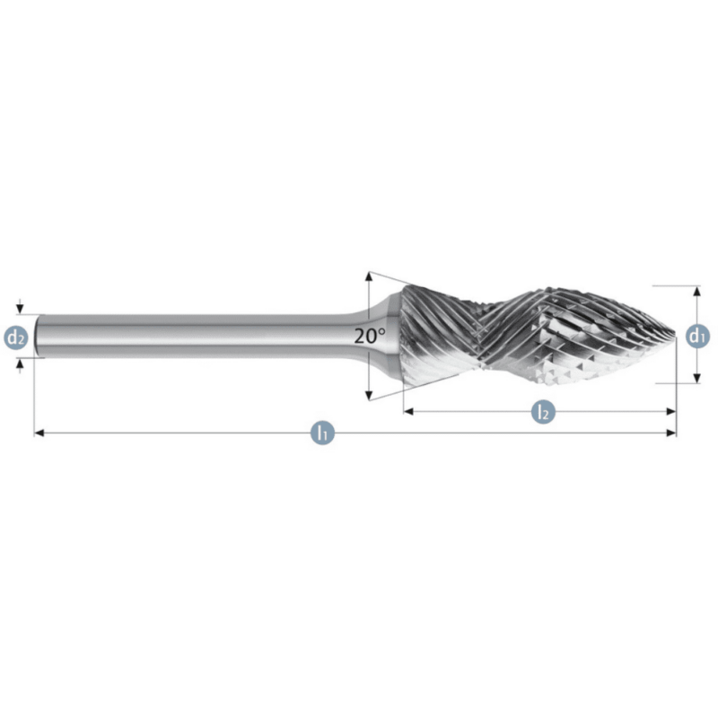 Roto rezkar Garryson RADIUS LINE – koničasta glava – Ø 12,7mm - slika 2