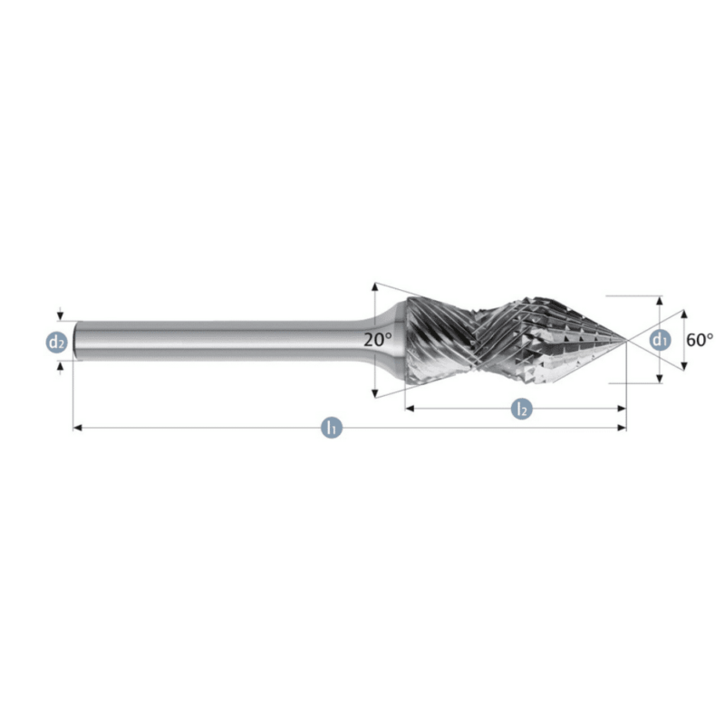 Roto rezkar Garryson RADIUS LINE - stožčasta glava, 60° – Ø 12,7mm - slika 2