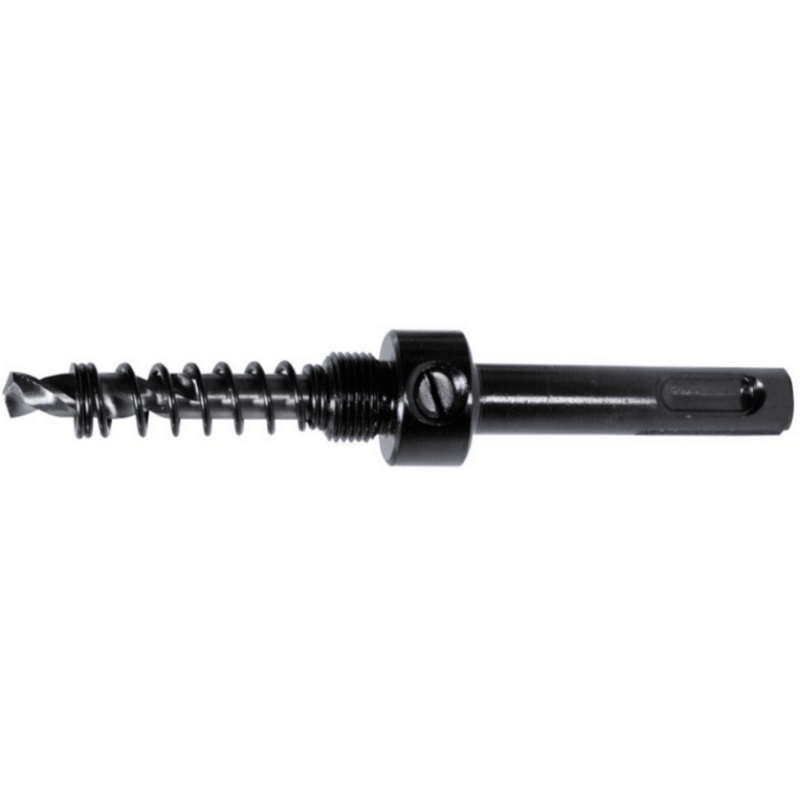 SDS-Plus vpetje kronske žage 14-30mm, s centrirnim svedrom in izmetno vzmetjo. Primerno za Bi-Metall kronske žage KARNASCH 201500, v premerih 14-30mm. OPOMBA: Kronske žage ne uporabljajte v funkciji udarnega vrtanja!