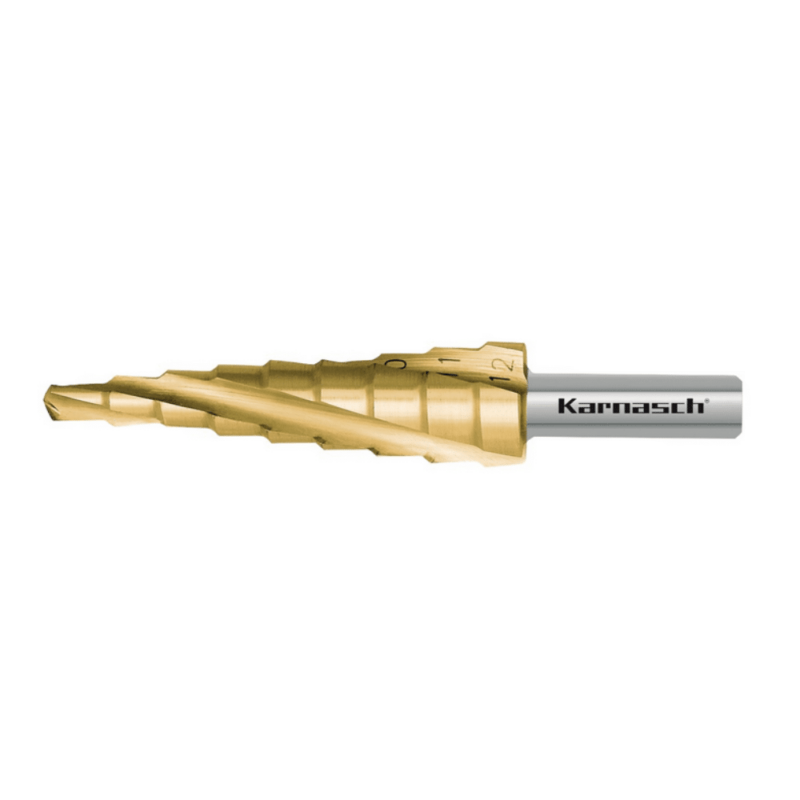 Stopničasti sveder KARNASCH HSS-XE TIN-GOLD (4 – 12mm) – 3 rezila - slika 2