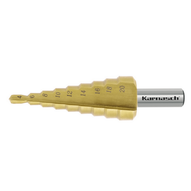 Stopničasti sveder HSS-XE TIN-GOLD KARNASCH (4 – 20mm) – 2 rezili - slika 2