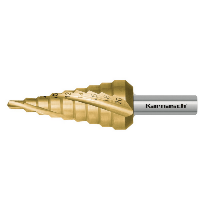 Stopničasti sveder KARNASCH HSS-XE TIN-GOLD (4 – 20mm) – 3 rezila - slika 2