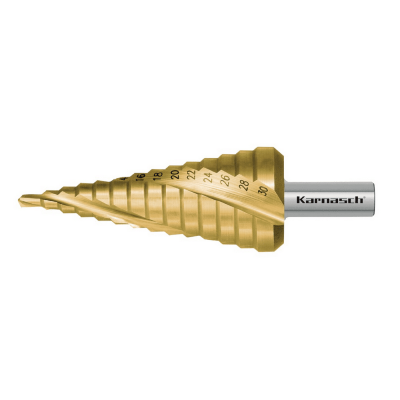 Stopničasti sveder KARNASCH HSS-XE TIN-GOLD (4 – 30mm) – 3 rezila - slika 2