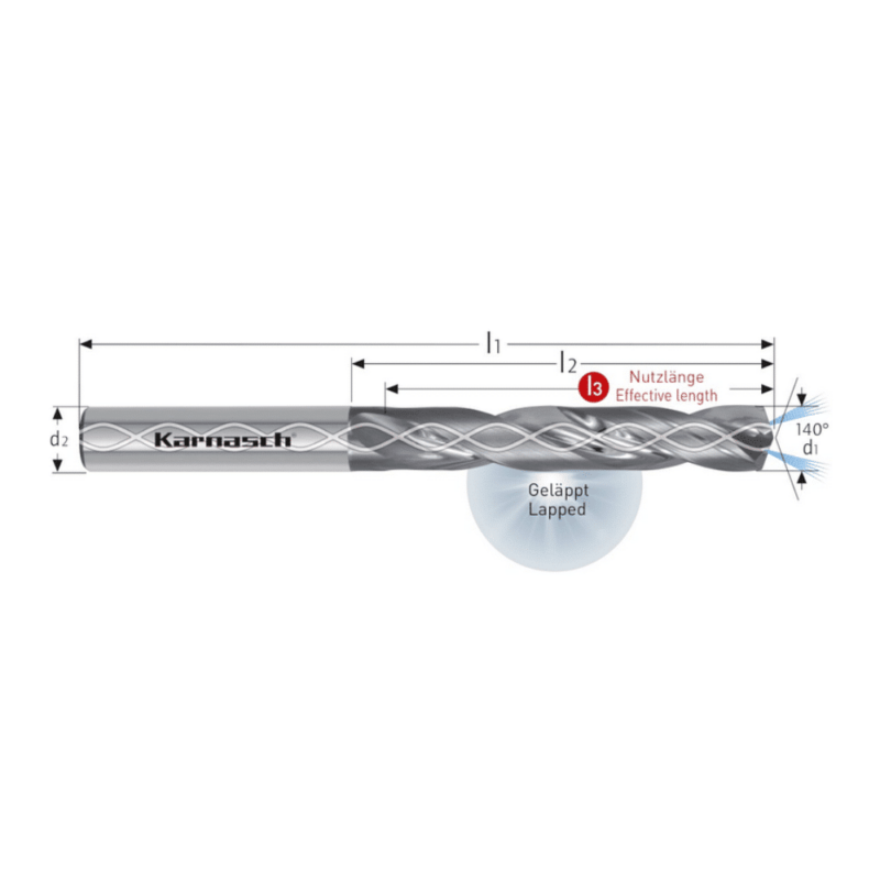 Trdokovinski sveder KARANSCH, za INCONEL - z notranjim hlajenjem, DIN 6537 - 5xD - slika 3